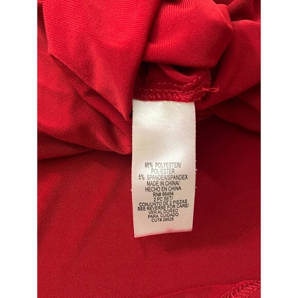 Sandra Darren Plus Size 24W Red Faux Wrap Blouse Womens 3/4 Sleeve Stretch Top - Picture 7 of 12